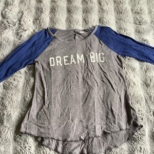 Old Navy Long Sleeve Tee - Gray with Blue Sleeves